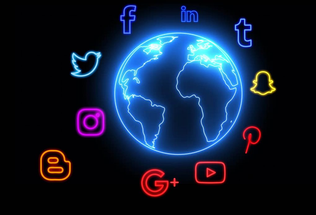 neon social icon globe png
